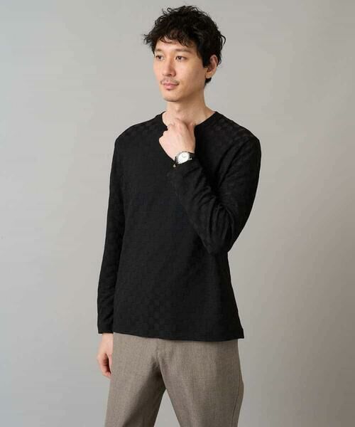 a.v.v / アー・ヴェ・ヴェ カットソー | 【イージーケア/毛玉になりにくい】ブロックリンクスジャカードクルーネックＴシャツ【洗濯機で洗える】通勤/ビジネス/ジャケット〈ON/OFF SERIES〉 | 詳細22