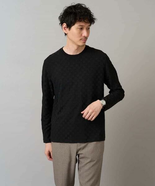 a.v.v / アー・ヴェ・ヴェ カットソー | 【イージーケア/毛玉になりにくい】ブロックリンクスジャカードクルーネックＴシャツ【洗濯機で洗える】通勤/ビジネス/ジャケット〈ON/OFF SERIES〉 | 詳細23