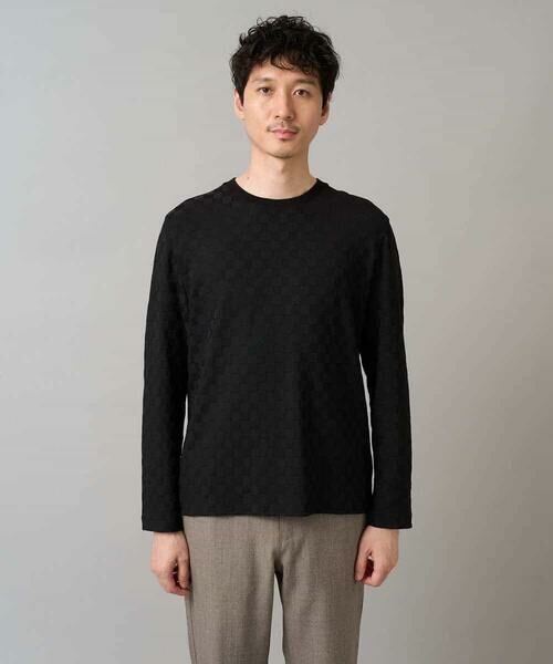 a.v.v / アー・ヴェ・ヴェ カットソー | 【イージーケア/毛玉になりにくい】ブロックリンクスジャカードクルーネックＴシャツ【洗濯機で洗える】通勤/ビジネス/ジャケット〈ON/OFF SERIES〉 | 詳細25