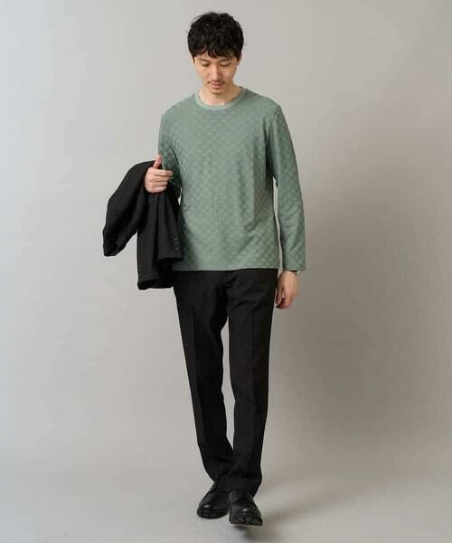 a.v.v / アー・ヴェ・ヴェ カットソー | 【イージーケア/毛玉になりにくい】ブロックリンクスジャカードクルーネックＴシャツ【洗濯機で洗える】通勤/ビジネス/ジャケット〈ON/OFF SERIES〉 | 詳細3
