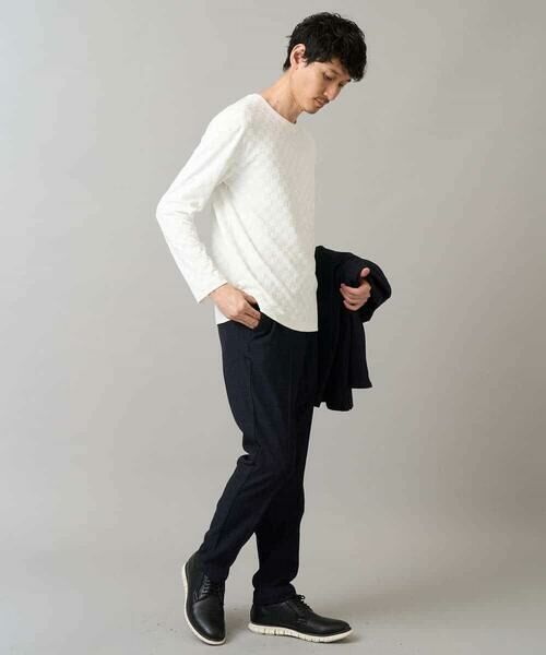 a.v.v / アー・ヴェ・ヴェ カットソー | 【イージーケア/毛玉になりにくい】ブロックリンクスジャカードクルーネックＴシャツ【洗濯機で洗える】通勤/ビジネス/ジャケット〈ON/OFF SERIES〉 | 詳細6