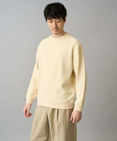 a.v.v / アー・ヴェ・ヴェ スウェット | 【イージーケア/毛玉になりにくい】ヘリンボーン起毛セミワイドシルエットプルオーバー【洗濯機で洗える】（ライトイエロー）