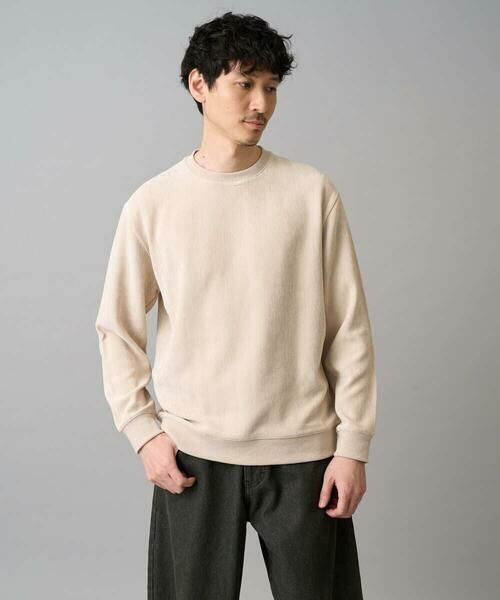 a.v.v / アー・ヴェ・ヴェ スウェット | 【イージーケア/毛玉になりにくい】ヘリンボーン起毛セミワイドシルエットプルオーバー【洗濯機で洗える】（アイボリー）