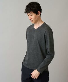 a.v.v / アー・ヴェ・ヴェ カットソー | 【イージーケア/洗濯機で洗える】グレンチェックジャカードＶネックＴシャツ　通勤/ビジネス/ジャケット〈ON/OFF SERIES〉