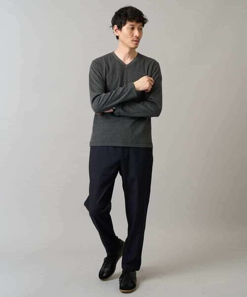 a.v.v / アー・ヴェ・ヴェ カットソー | 【イージーケア/洗濯機で洗える】グレンチェックジャカードＶネックＴシャツ　通勤/ビジネス/ジャケット〈ON/OFF SERIES〉 | 詳細15