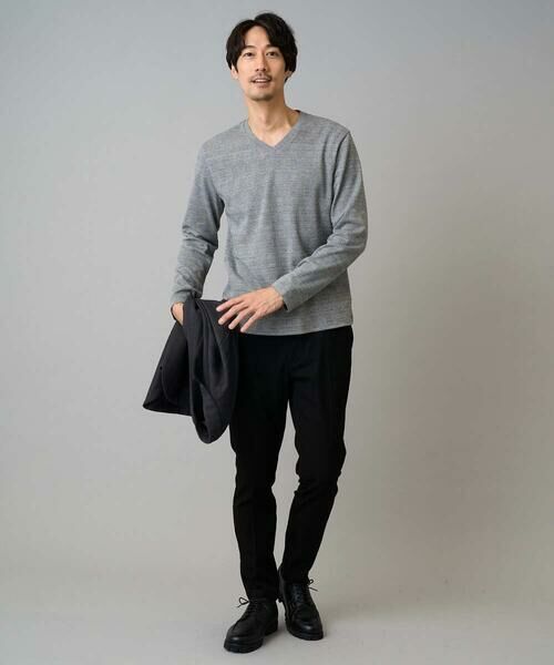 a.v.v / アー・ヴェ・ヴェ カットソー | 【イージーケア/洗濯機で洗える】グレンチェックジャカードＶネックＴシャツ　通勤/ビジネス/ジャケット〈ON/OFF SERIES〉 | 詳細2