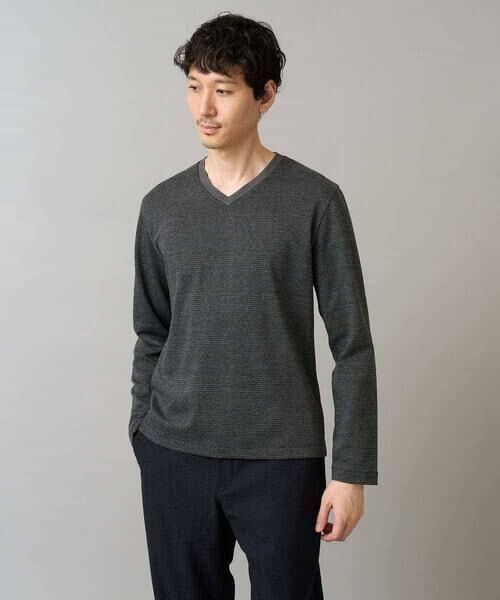 a.v.v / アー・ヴェ・ヴェ カットソー | 【イージーケア/洗濯機で洗える】グレンチェックジャカードＶネックＴシャツ　通勤/ビジネス/ジャケット〈ON/OFF SERIES〉 | 詳細26