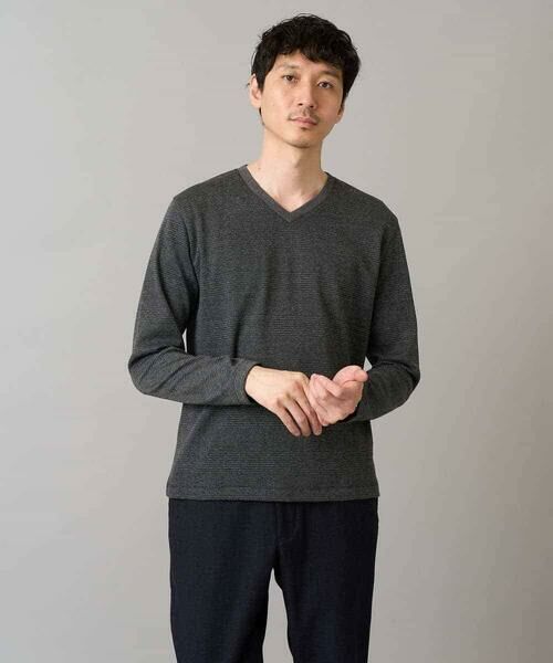 a.v.v / アー・ヴェ・ヴェ カットソー | 【イージーケア/洗濯機で洗える】グレンチェックジャカードＶネックＴシャツ　通勤/ビジネス/ジャケット〈ON/OFF SERIES〉 | 詳細27