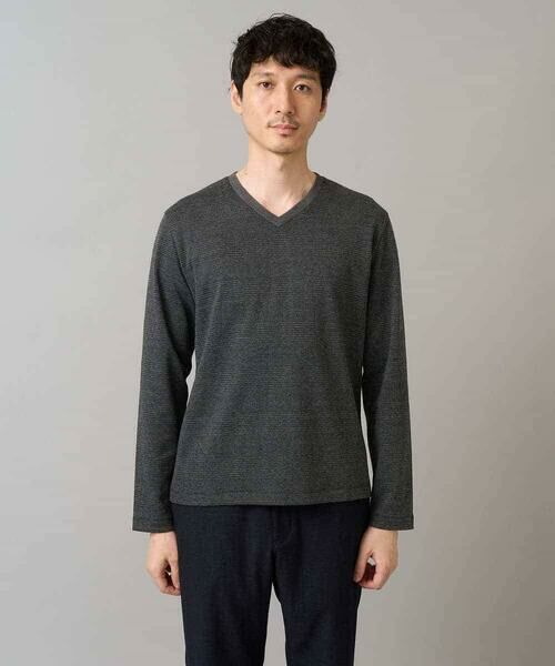 a.v.v / アー・ヴェ・ヴェ カットソー | 【イージーケア/洗濯機で洗える】グレンチェックジャカードＶネックＴシャツ　通勤/ビジネス/ジャケット〈ON/OFF SERIES〉 | 詳細28
