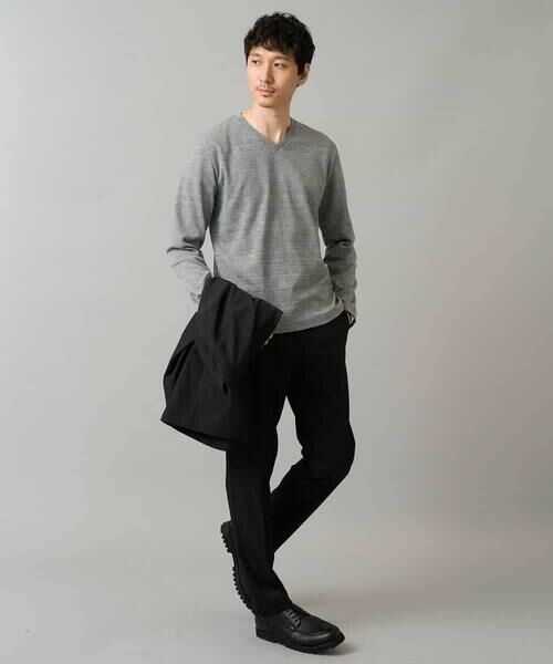 a.v.v / アー・ヴェ・ヴェ カットソー | 【イージーケア/洗濯機で洗える】グレンチェックジャカードＶネックＴシャツ　通勤/ビジネス/ジャケット〈ON/OFF SERIES〉 | 詳細6