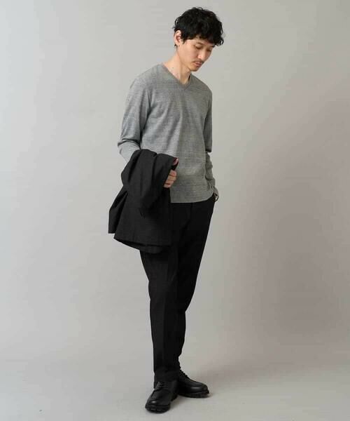 a.v.v / アー・ヴェ・ヴェ カットソー | 【イージーケア/洗濯機で洗える】グレンチェックジャカードＶネックＴシャツ　通勤/ビジネス/ジャケット〈ON/OFF SERIES〉 | 詳細7