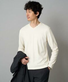 a.v.v / アー・ヴェ・ヴェ カットソー | 【イージーケア/洗濯機で洗える】アゼダブルフェイスVネックＴシャツ　通勤/ビジネス/ジャケット〈ON/OFF SERIES〉