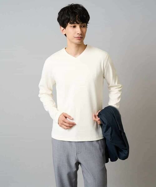 a.v.v / アー・ヴェ・ヴェ カットソー | 【イージーケア/洗濯機で洗える】アゼダブルフェイスVネックＴシャツ　通勤/ビジネス/ジャケット〈ON/OFF SERIES〉 | 詳細24