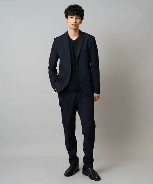 a.v.v / アー・ヴェ・ヴェ カットソー | 【イージーケア/洗濯機で洗える】千鳥ジャカードVネックTシャツ　通勤/ビジネス/ジャケット〈ON/OFF SERIES〉 | 詳細2