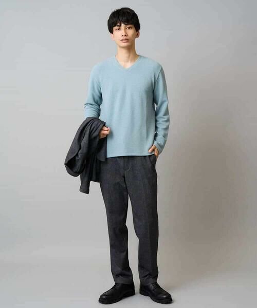 a.v.v / アー・ヴェ・ヴェ カットソー | 【イージーケア/洗濯機で洗える】千鳥ジャカードVネックTシャツ　通勤/ビジネス/ジャケット〈ON/OFF SERIES〉 | 詳細25