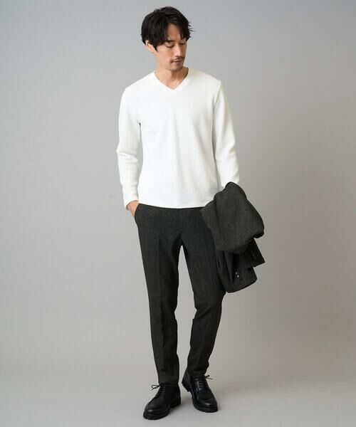 a.v.v / アー・ヴェ・ヴェ カットソー | 【イージーケア/洗濯機で洗える】千鳥ジャカードVネックTシャツ　通勤/ビジネス/ジャケット〈ON/OFF SERIES〉 | 詳細28