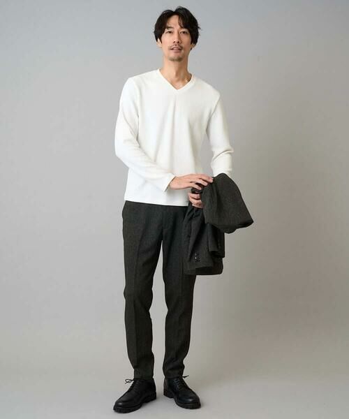 a.v.v / アー・ヴェ・ヴェ カットソー | 【イージーケア/洗濯機で洗える】千鳥ジャカードVネックTシャツ　通勤/ビジネス/ジャケット〈ON/OFF SERIES〉 | 詳細29