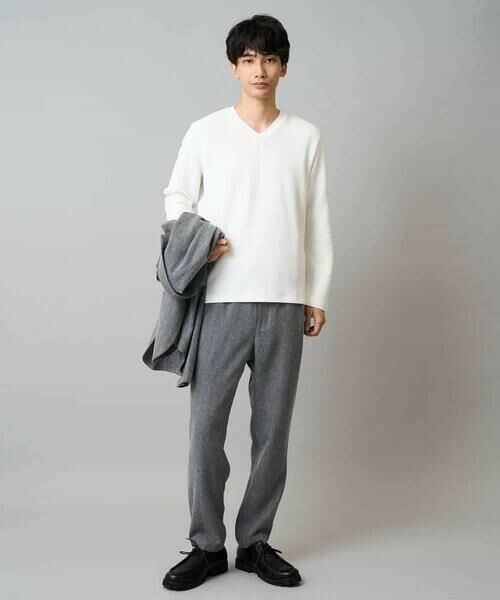 a.v.v / アー・ヴェ・ヴェ カットソー | 【イージーケア/洗濯機で洗える】千鳥ジャカードVネックTシャツ　通勤/ビジネス/ジャケット〈ON/OFF SERIES〉 | 詳細30