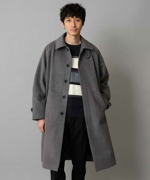 a.v.v/アー・ヴェ・ヴェ ワイドシルエットステンカラーコート グレー L