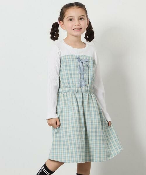 a.v.v/アー・ヴェ・ヴェ [120-160]レースアップドッキングワンピ ライトブルー 130