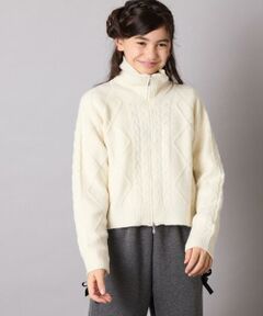 a.v.v / アー・ヴェ・ヴェ ニット・セーター | [130-160]【ダブルジップ/クロップド丈】ジップアップケーブルニット