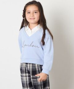 a.v.v / アー・ヴェ・ヴェ カットソー | [120-160]【クロップド丈】衿付きロゴトレーナー