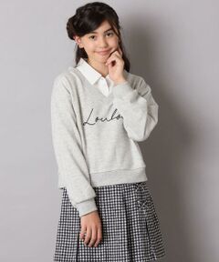 a.v.v / アー・ヴェ・ヴェ カットソー | [120-160]【クロップド丈】衿付きロゴトレーナー