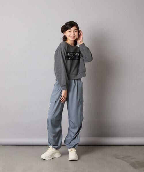 a.v.v / アー・ヴェ・ヴェ カットソー | [130-160]【裏起毛/クロップド丈/リメイク風】レースロゴクロップドトレーナー | 詳細15