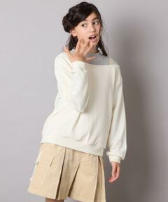 a.v.v / アー・ヴェ・ヴェ カットソー | [120-160]【アシンメトリー/オフショル】ポコポコレイヤード風トレーナー