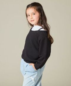 a.v.v / アー・ヴェ・ヴェ カットソー | [120-160]【アシンメトリー/オフショル】ポコポコレイヤード風トレーナー