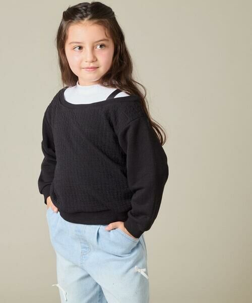 a.v.v / アー・ヴェ・ヴェ カットソー | [120-160]【アシンメトリー/オフショル】ポコポコレイヤード風トレーナー | 詳細11