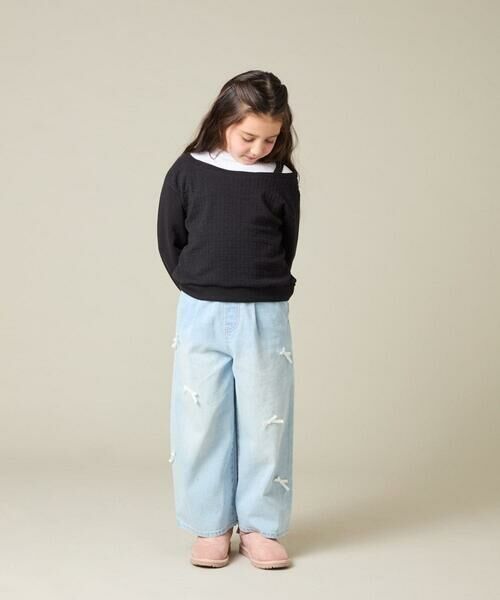 a.v.v / アー・ヴェ・ヴェ カットソー | [120-160]【アシンメトリー/オフショル】ポコポコレイヤード風トレーナー | 詳細12