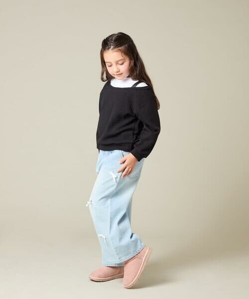 a.v.v / アー・ヴェ・ヴェ カットソー | [120-160]【アシンメトリー/オフショル】ポコポコレイヤード風トレーナー | 詳細13