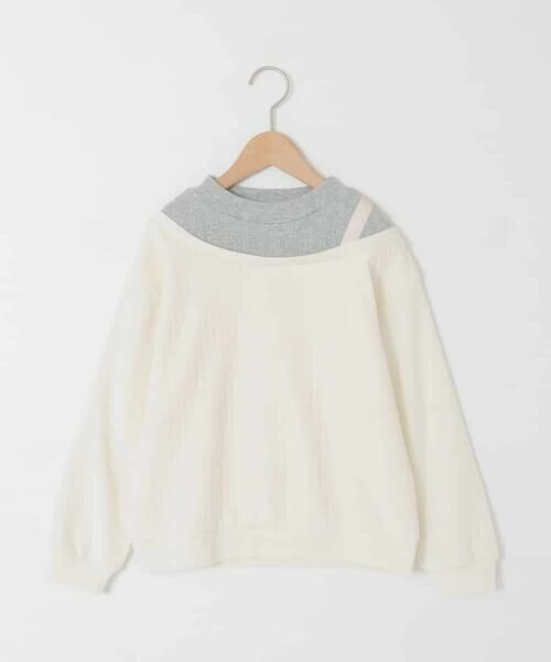 a.v.v / アー・ヴェ・ヴェ カットソー | [120-160]【アシンメトリー/オフショル】ポコポコレイヤード風トレーナー | 詳細22