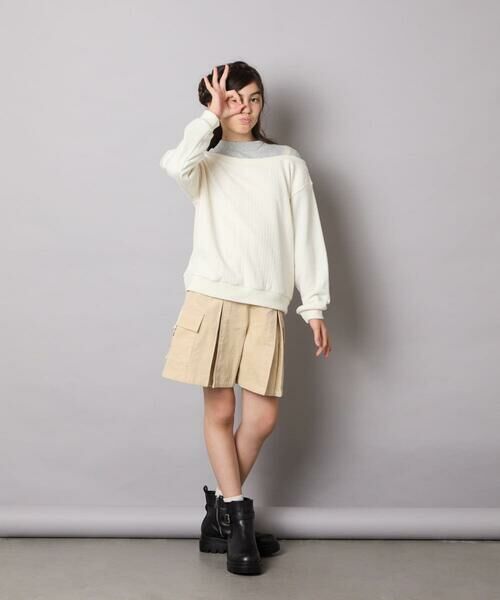 a.v.v / アー・ヴェ・ヴェ カットソー | [120-160]【アシンメトリー/オフショル】ポコポコレイヤード風トレーナー | 詳細5