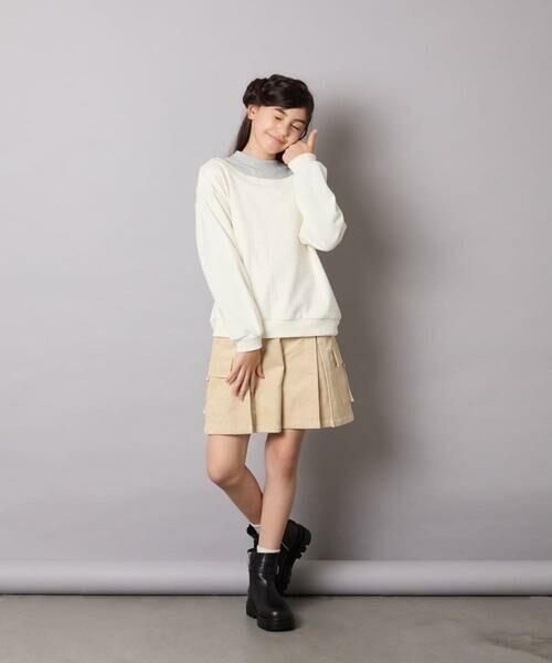 a.v.v / アー・ヴェ・ヴェ カットソー | [120-160]【アシンメトリー/オフショル】ポコポコレイヤード風トレーナー | 詳細6