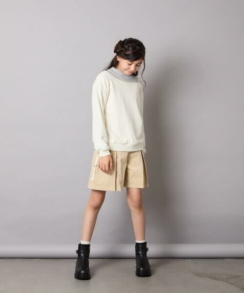 a.v.v / アー・ヴェ・ヴェ カットソー | [120-160]【アシンメトリー/オフショル】ポコポコレイヤード風トレーナー | 詳細7