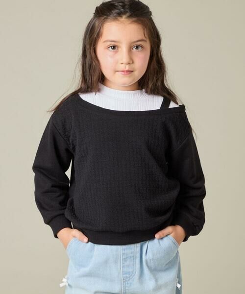 a.v.v / アー・ヴェ・ヴェ カットソー | [120-160]【アシンメトリー/オフショル】ポコポコレイヤード風トレーナー | 詳細9