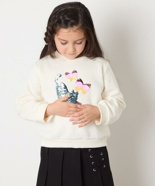 a.v.v / アー・ヴェ・ヴェ カットソー | [110-130]【裏起毛/シマエナガ ふわふわアップリケ/ネコ リバーシブルスパンコール】アソートモチーフトレーナー | 詳細12