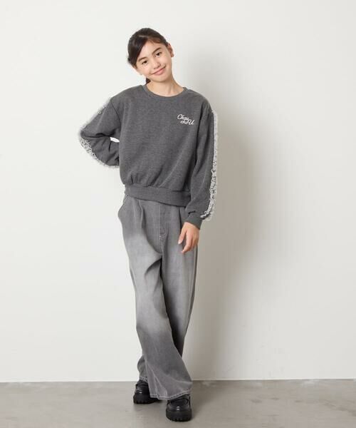 a.v.v / アー・ヴェ・ヴェ カットソー | [100-160]【WEB限定商品/裏起毛/チュールフリル/ワンポイント刺繍/クロップド丈】チュールスリーブクロップドトレーナー | 詳細10