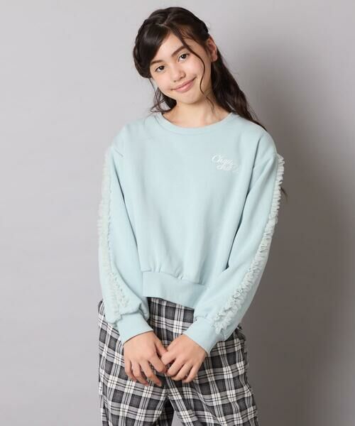 a.v.v / アー・ヴェ・ヴェ カットソー | [100-160]【WEB限定商品/裏起毛/チュールフリル/ワンポイント刺繍/クロップド丈】チュールスリーブクロップドトレーナー | 詳細12