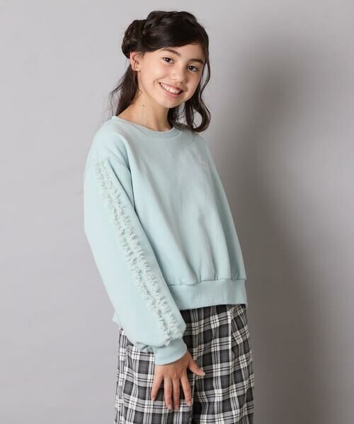 a.v.v / アー・ヴェ・ヴェ カットソー | [100-160]【WEB限定商品/裏起毛/チュールフリル/ワンポイント刺繍/クロップド丈】チュールスリーブクロップドトレーナー | 詳細13