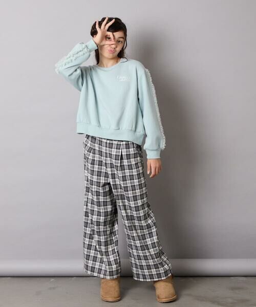 a.v.v / アー・ヴェ・ヴェ カットソー | [100-160]【WEB限定商品/裏起毛/チュールフリル/ワンポイント刺繍/クロップド丈】チュールスリーブクロップドトレーナー | 詳細14