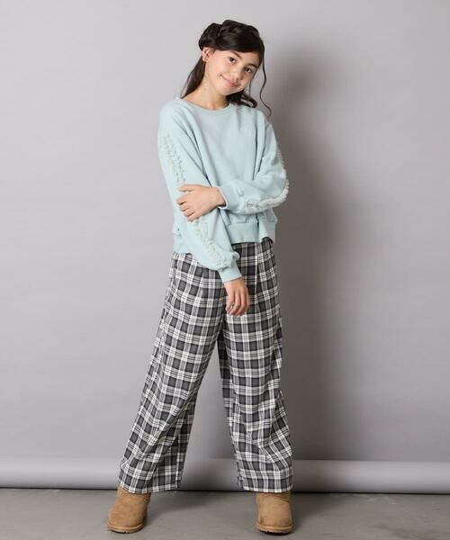 a.v.v / アー・ヴェ・ヴェ カットソー | [100-160]【WEB限定商品/裏起毛/チュールフリル/ワンポイント刺繍/クロップド丈】チュールスリーブクロップドトレーナー | 詳細16