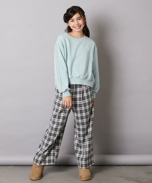 a.v.v / アー・ヴェ・ヴェ カットソー | [100-160]【WEB限定商品/裏起毛/チュールフリル/ワンポイント刺繍/クロップド丈】チュールスリーブクロップドトレーナー | 詳細17