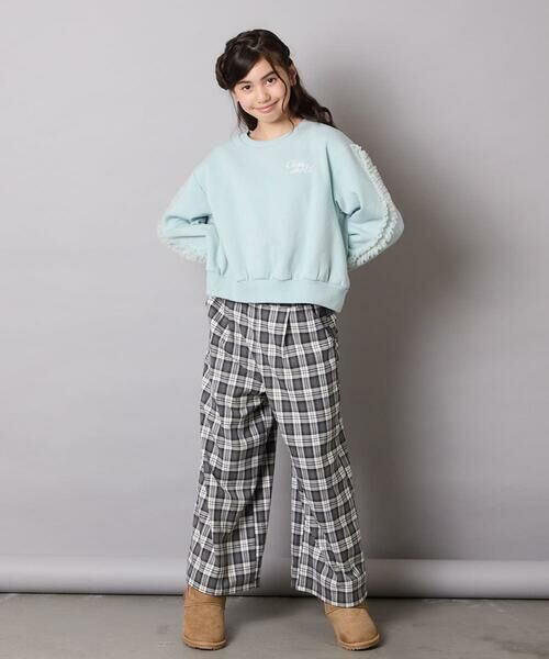 a.v.v / アー・ヴェ・ヴェ カットソー | [100-160]【WEB限定商品/裏起毛/チュールフリル/ワンポイント刺繍/クロップド丈】チュールスリーブクロップドトレーナー | 詳細18