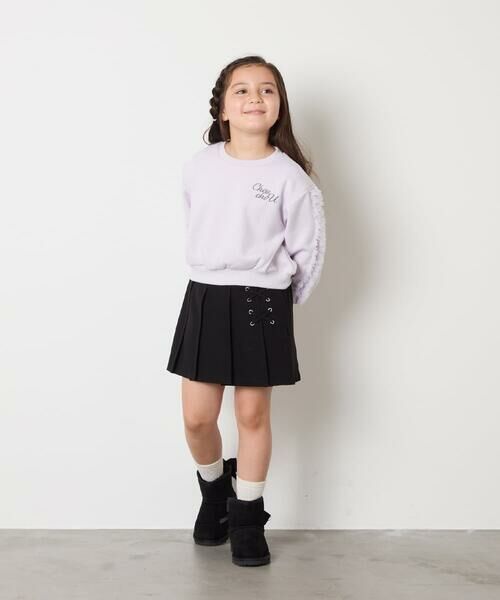 a.v.v / アー・ヴェ・ヴェ カットソー | [100-160]【WEB限定商品/裏起毛/チュールフリル/ワンポイント刺繍/クロップド丈】チュールスリーブクロップドトレーナー | 詳細24