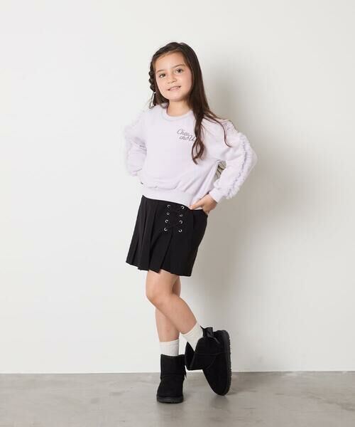 a.v.v / アー・ヴェ・ヴェ カットソー | [100-160]【WEB限定商品/裏起毛/チュールフリル/ワンポイント刺繍/クロップド丈】チュールスリーブクロップドトレーナー | 詳細25