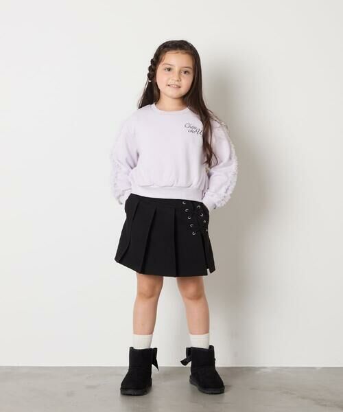 a.v.v / アー・ヴェ・ヴェ カットソー | [100-160]【WEB限定商品/裏起毛/チュールフリル/ワンポイント刺繍/クロップド丈】チュールスリーブクロップドトレーナー | 詳細26
