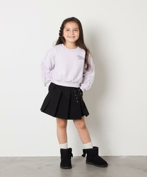 a.v.v / アー・ヴェ・ヴェ カットソー | [100-160]【WEB限定商品/裏起毛/チュールフリル/ワンポイント刺繍/クロップド丈】チュールスリーブクロップドトレーナー | 詳細27